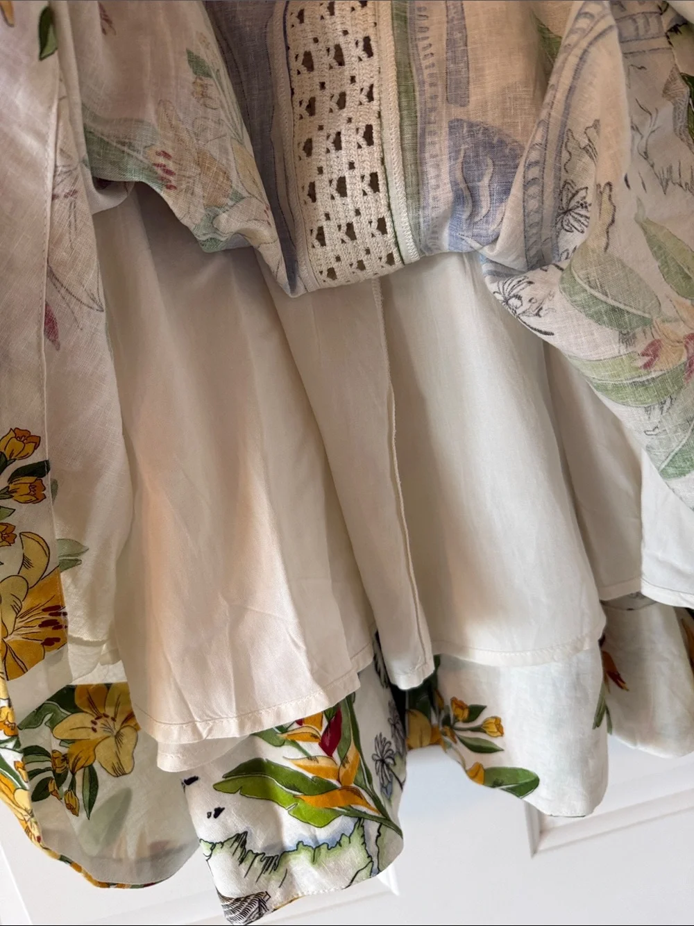 FARM Rio Cream Maxi Skirt with Yellow, Green, Blue & Red Tropical Panels - Picture 6 of 7